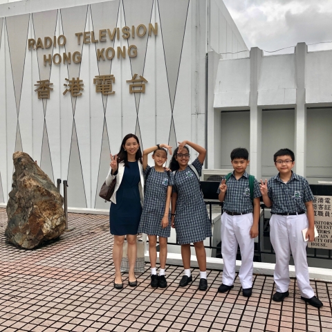 Our S.1 students with their English teacher Ms Muriel Weng