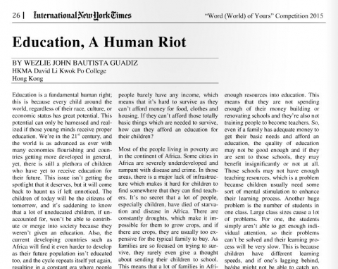 International New York Times Writing Competition 2(1)